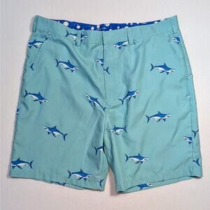 Bermuda Styles Turquoise And Sharks Men’s Swim Shorts Size 40